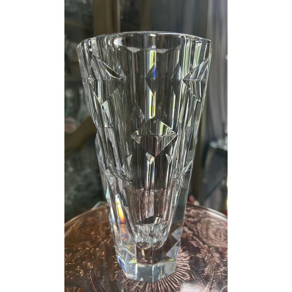 Orrefors Erika Lagerbielke EL 4809-22 8” Crystal Geometric Vase Vintage Sparkles - Picture 9 of 10